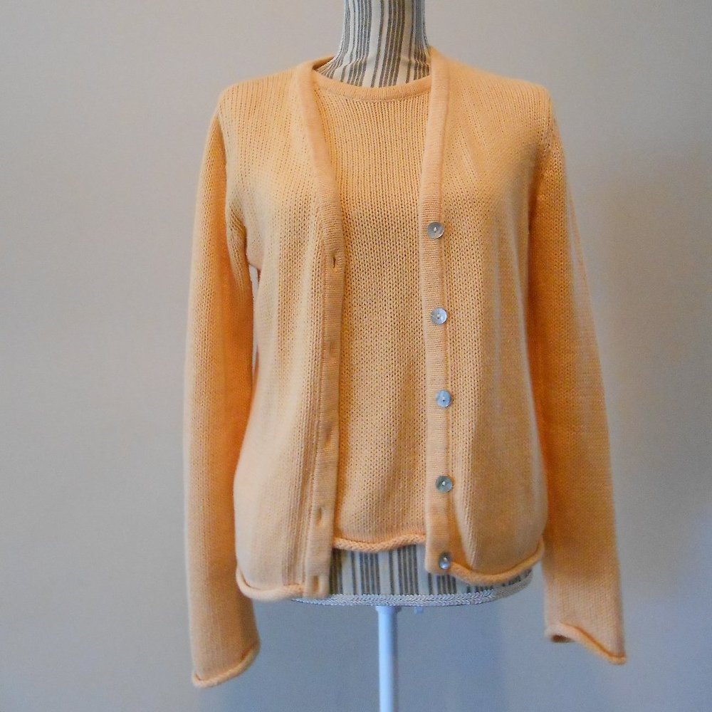 Women's Small Peach Cardigan Sweater Twin Set
